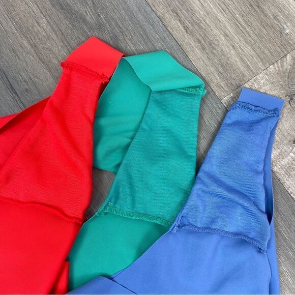 Laser Cut Thong Panties 3 Pack Small Red Blue Green - Picture 4 of 6